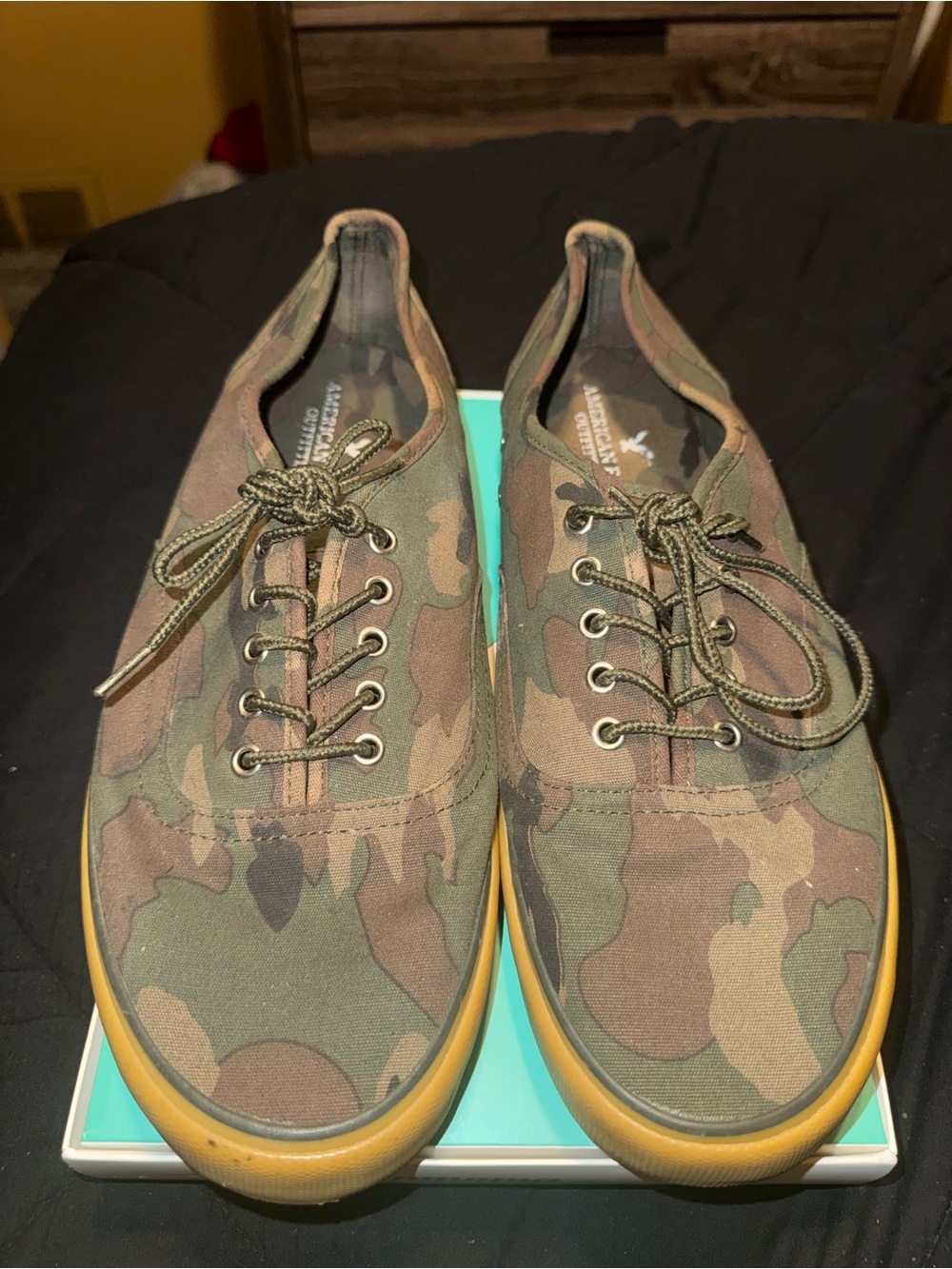 American Eagle Outfitters Camouflage Low-Top Sneakers - Green/Brown 11m